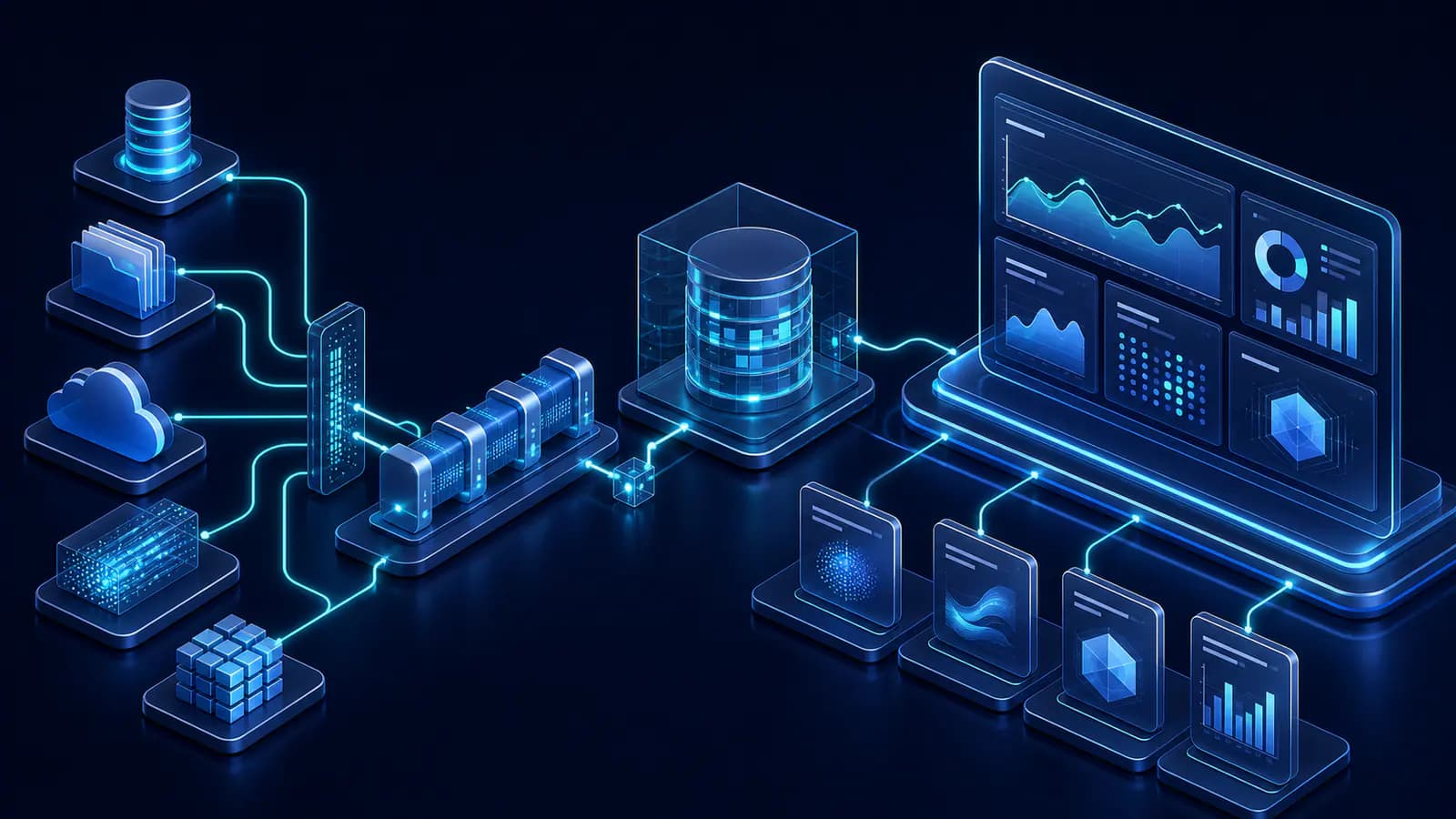 Connected data analytics pipeline and dashboard modules